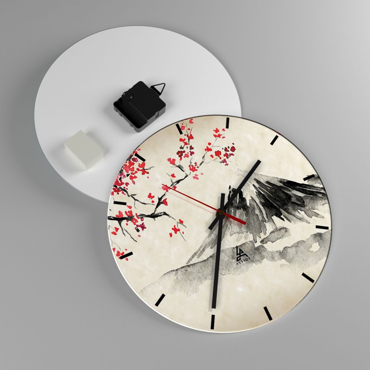Zegar ścienny - Pokochaj Japonię - 30x30cm - Krajobraz Fudżi