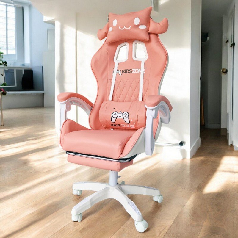 Fotel Gamingowy Bunny Gamer Obrotowy Z Podnóżkiem Kids Zone