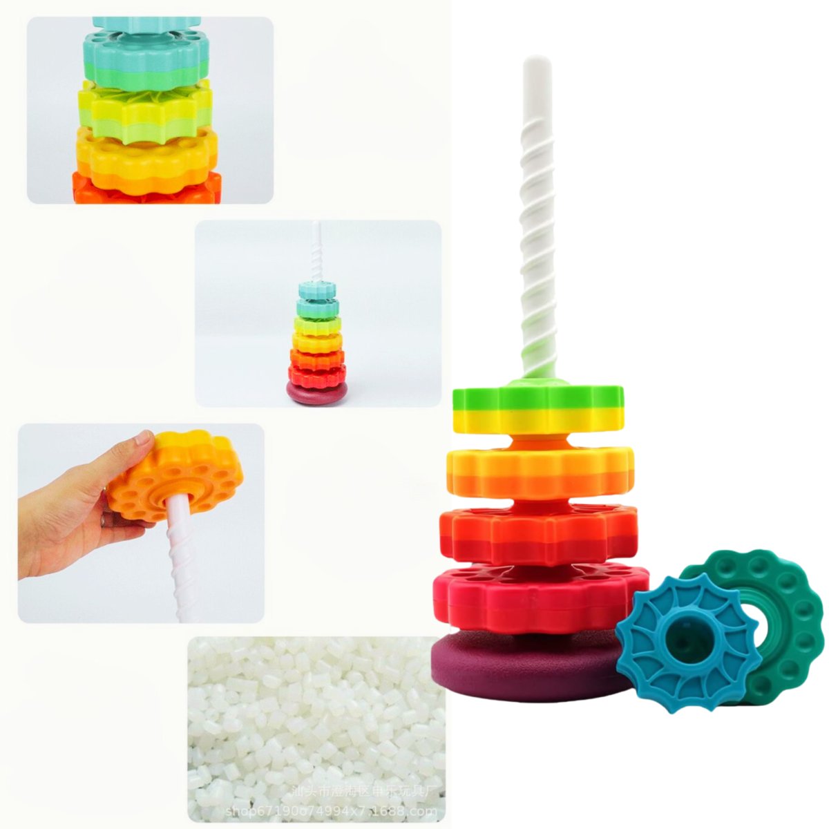 Zakręcona Wieża Piramida Koła Zębate Spirala Ukladanka Sensoryczna