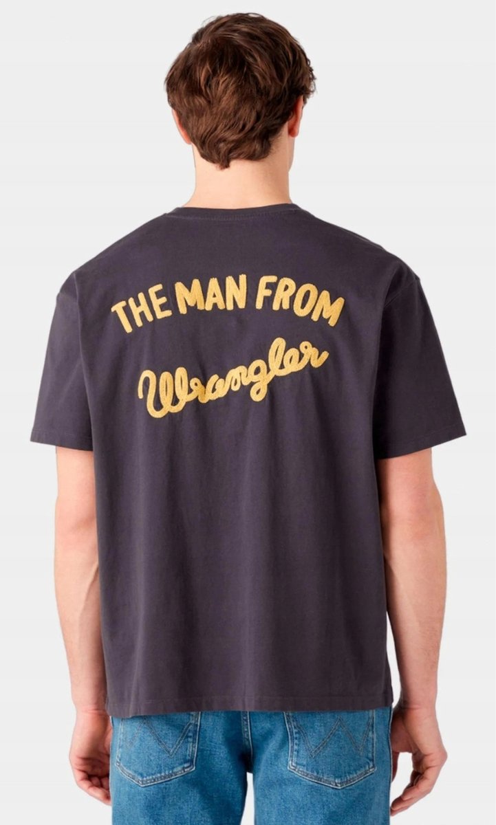Wrangler SLOGAN TEE Faded Black BAWEŁNIANA KOSZULKA T-SHIRT
