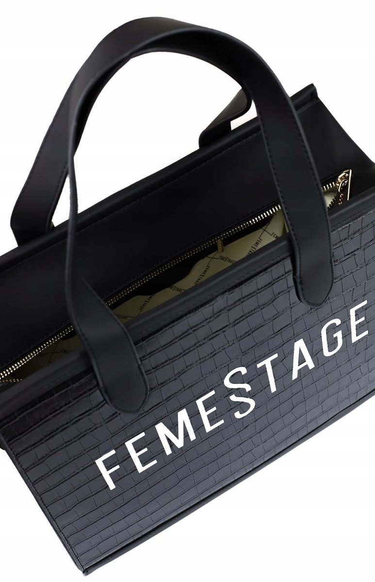 Torebka Shopper FEMESTAGE Czarna z Paskiem A4 Femestage EVA