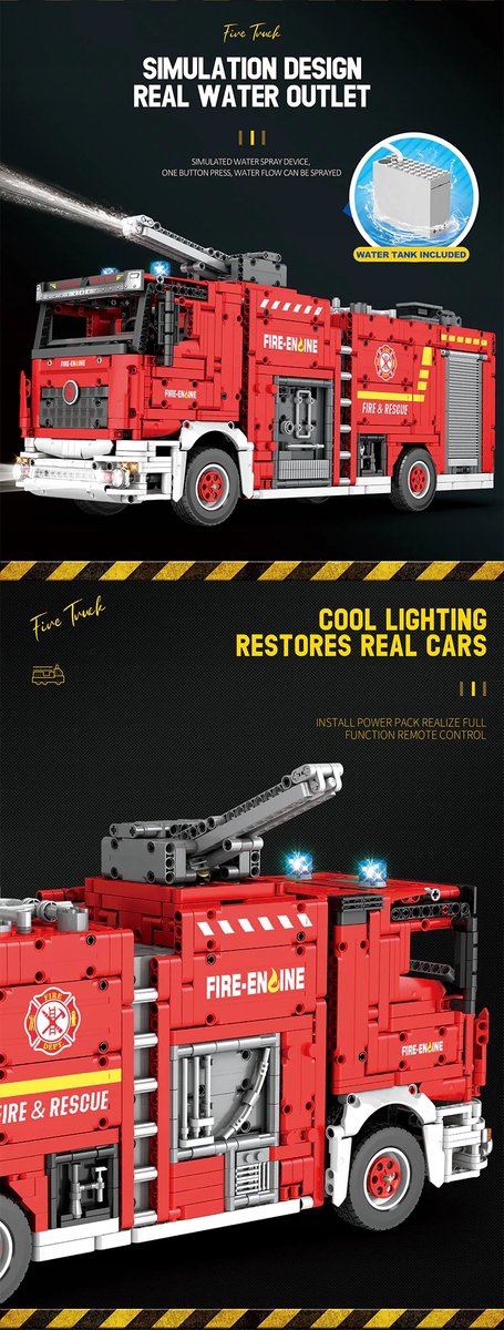 Reobrix Fire Truck Building Set for Adults, Big
