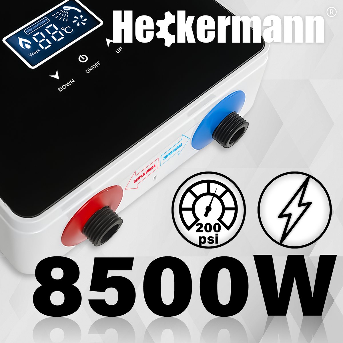 Przepływowy elektryczny podgrzewacz wody Heckermann DSK-60 8