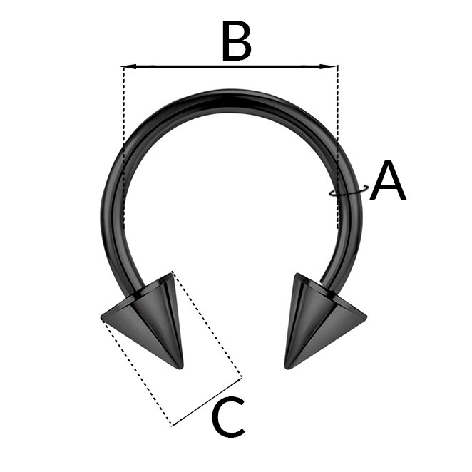 Kolczyk PIERCING Podkowa czarna z dwoma stożkami SEPTUM Daith