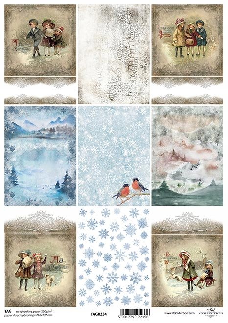 Itページ Papier do scrapbookingu A4 TAG-234 zimowe tła, widoczki