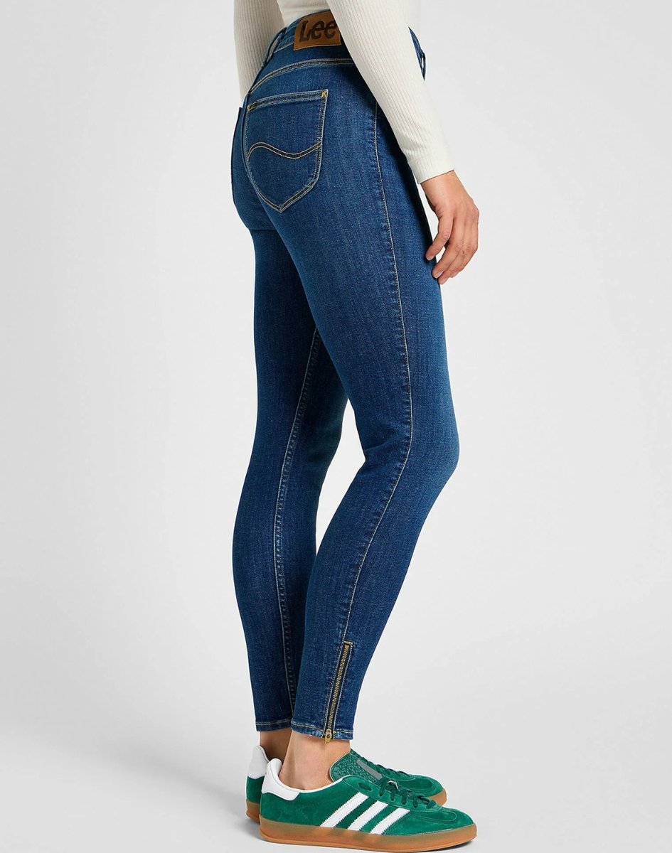 Lee SCARLETT HIGH ZIP Indi WYSOKIE SPODNIE DAMSKIE RURKI ZAMKI 7/8