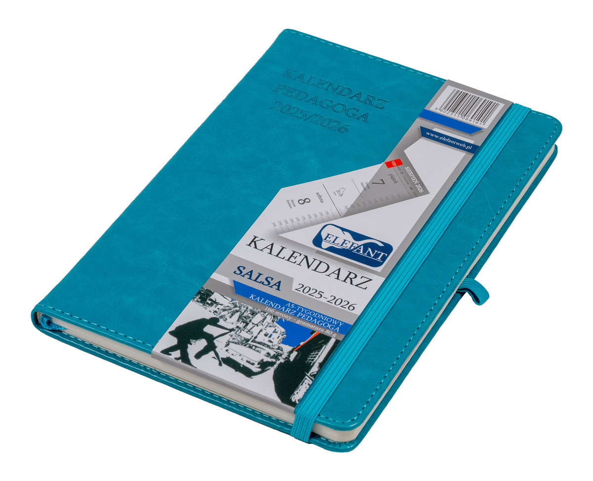 SNUPER サンホセルカ券 Salsa Kalendarz nauczyciela A5 2025/2026 tygodniowy turkusowy