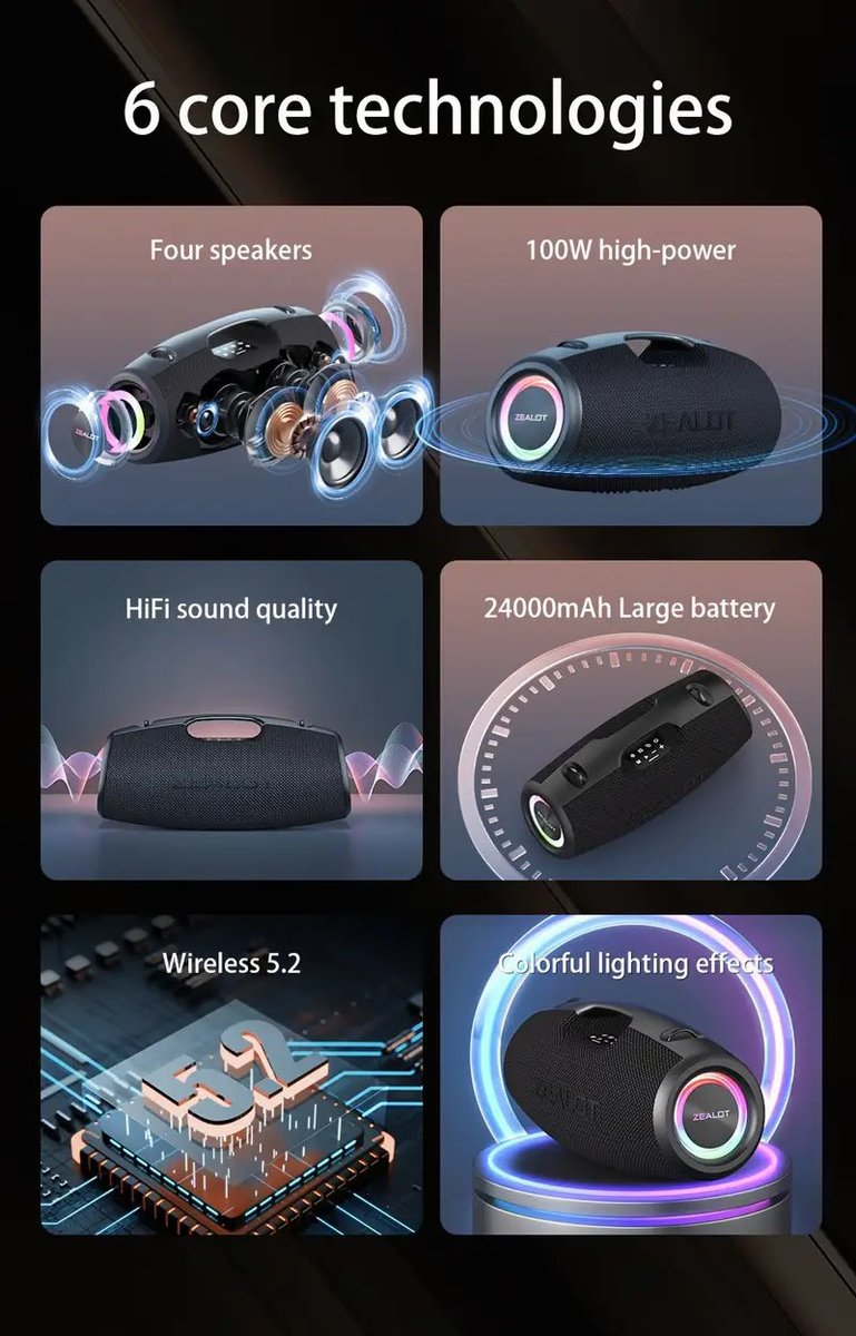 新品 ZEALOT S78 100W ワイヤレススピーカー Zealot S78 Bluetooth Portable 100watts Speaker