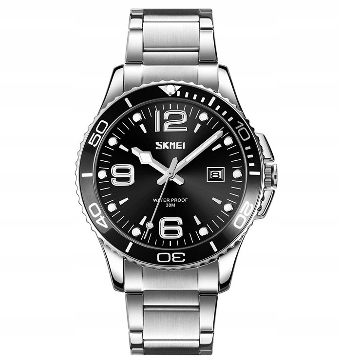 Zegarek męski SKMEI srebrny bransoleta analog datownik