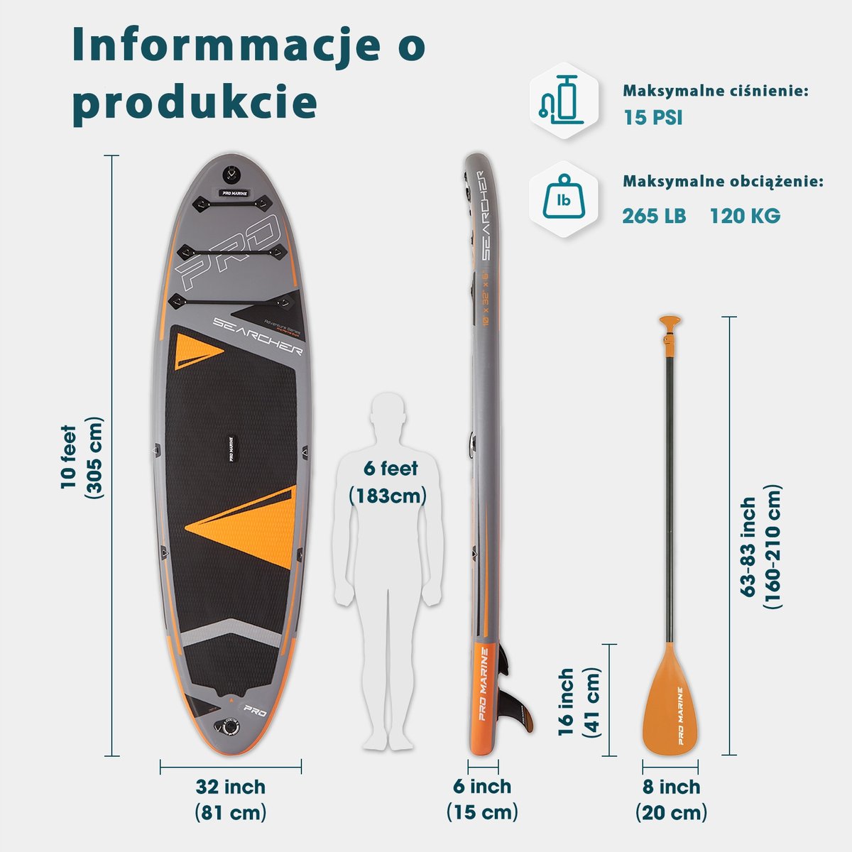 Deska Sup 305Cm Stand Up Paddle Pro Marine Zestaw +