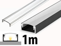 1mb Profil ALUMINIOWY nawierzchniowy typ A P4-1 czarny do taśm led + KLOSZ