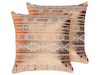 2 bawełniane poduszki dekoracyjne w geometryczny wzór 50 x 50 cm miedziane OUJDA - Beliani