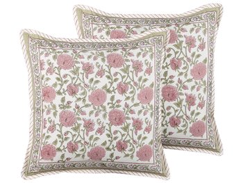 2 bawełniane poduszki dekoracyjne w kwiaty 45 x 45 cm wielokolorowe CELTIS - Beliani