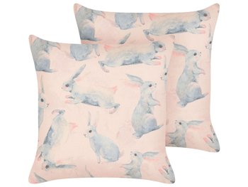 2 bawełniane poduszki dla dzieci w króliki 45 x 45 cm różowe RATIBIDA - Beliani
