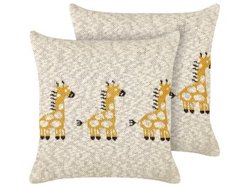 2 bawełniane poduszki dla dzieci w żyrafy 45 x 45 cm beżowe CHILARI - Beliani