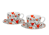 2 filiżanki ze spodkami Koci Świat - SERCA
