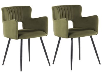 2 krzesła do jadalni welurowe zielony oliwkowy SANILAC - Beliani