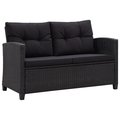 2-osobowa sofa ogrodowa z poduszkami, czarna, 124 cm, rattan PE - vidaXL