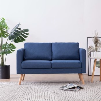 2-osobowa sofa tapicerowana tkaniną, niebieska - vidaXL
