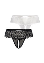2 Pack Stringi majtki z otwartym krokiem Rosu czarne/białe, Teyli Teyli