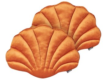 2 poduszki dekoracyjne muszle welurowe 47 x 35 cm pomarańczowe CONSOLIDA - Beliani