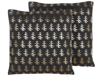 2 poduszki dekoracyjne w choinki 45 x 45 cm czarne LEROY - Beliani