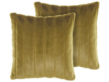 2 poduszki dekoracyjne włochacze 45 x 45 cm zielone PUMILA - Beliani