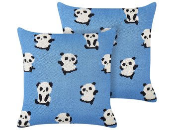 2 poduszki dla dzieci bawełniane w pandy 45 x 45 cm niebieskie TALOKAN - Beliani