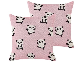 2 poduszki dla dzieci bawełniane w pandy 45 x 45 cm różowe TALOKAN - Beliani