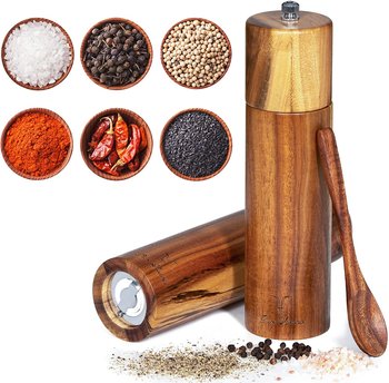 2×Ręczny Drewniany Młynek Do Soli I Pieprzu Zestaw Z Łyżką - Inny producent