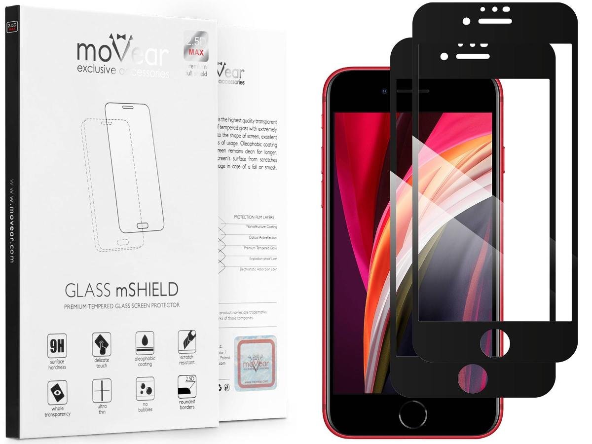 2 szt. moVear 2.5D MAX - Szkło hartowane do Apple iPhone SE (2022 / 2020) / 8 / 7 (4.7') na Cały Ekran Do Etui, fullGlue, 9H