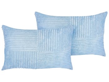 2 sztruksowe poduszki 47 x 27 cm niebieskie MILLET - Beliani