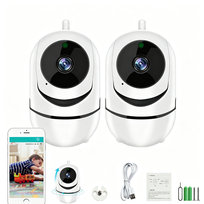 2 SZTUK Wewnętrzna kamera nadzorująca WiFi 1080p, Yulinland® 355° Pan/Tilt, WiFi 2,4 Ghz, inteligentne noktowizory z inteligentnym podczerwienią, automatyczne wykrywanie ruchu i śledzenie