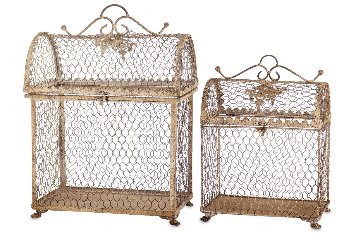 2 x Klatka Dekoracyjna Postarzana Ozdobna Wysoka Metalowa Retro Vintage