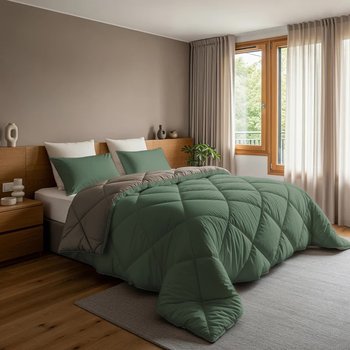 200x200 LAZY DIAMOND zielony/khaki  kołdra z 2 poszewkami - Sleeptime