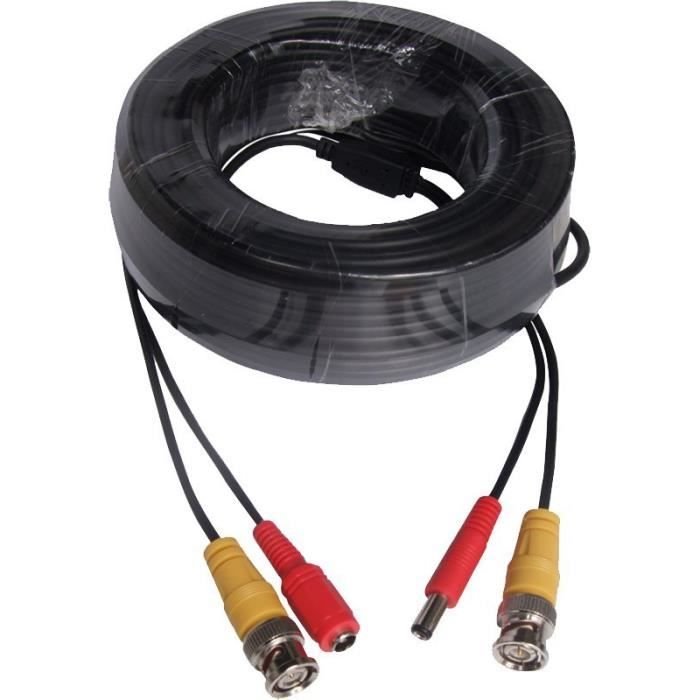 20M - Kabel BNC DC męski na BNC męski DC żeński Kabel WIDEO+ZASILANIE ...