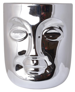 211333-18 doniczka ceramiczna twarz srebrna średnia 15x15x18 cm - Ewax
