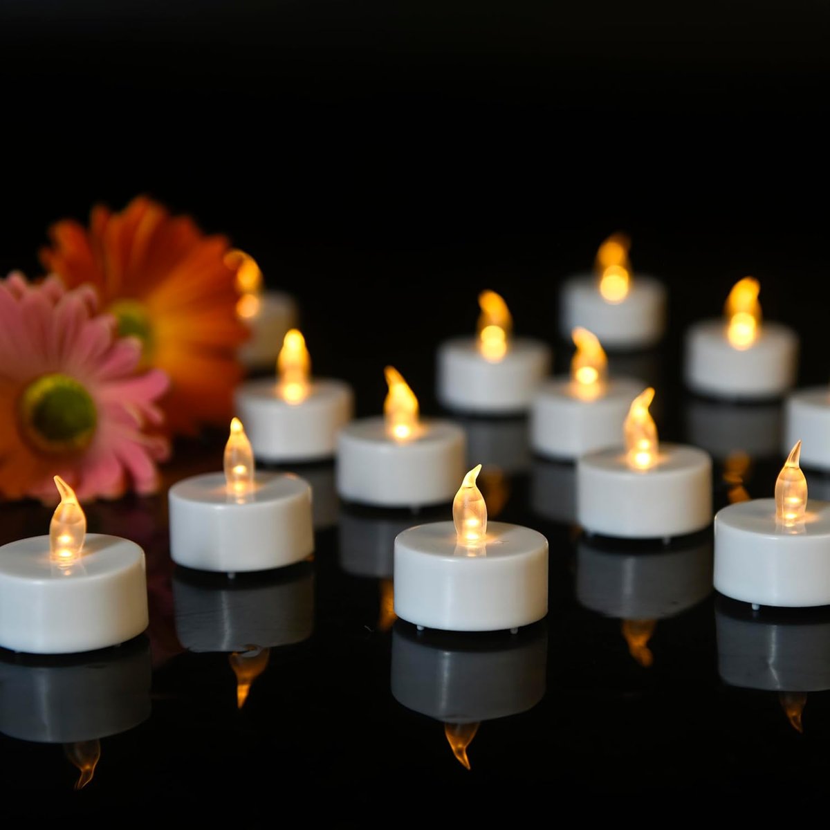 24 Pack Tea Lights Candles Battery Operated - LED Tea Lights Realistic ...