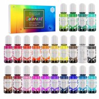 24 szt. KRYSZTAŁ DO ŻYWICY EPOKSYDOWEJ | BARWNIKI DO ŻYWIC UV | 24 x 10ml