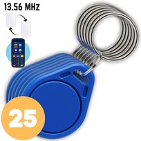 25 SZT. BRELOK PASTYLKA RFID 13.56 MHz MIFARE PROGRAMOWALNA KOPIOWALNA Spreest