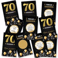 25x ZDRAPKI 70 urodziny z ZADANIAMI Zabawa Prezent dla gości Podziękowania