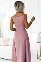 299-16 CHIARA elegancka maxi długa suknia na ramiączkach - BRUDNY RÓŻ XL Inna marka
