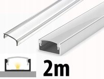 2mb Profil ALUMINIOWY nawierzchniowy typ A P4-1 srebrny do taśm led + KLOSZ