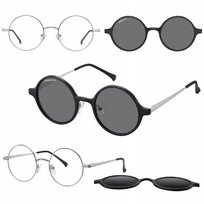 2W1 Okrągłe Okulary Oprawki Korekcyjne Z Nakładką Przeciwsłoneczną Magnes