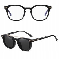 2w1 Okulary CLIP-ON Zerówki oprawki KOMPUTERA + NAKŁADKA PRZECIWSŁONECZNA