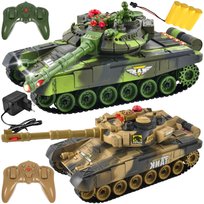 2X Czołg Tank Zdalnie Sterowany Zestaw Czołgów Czołgi Dźwięk Światło +Pilot