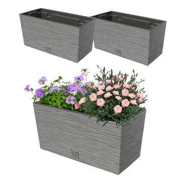 2x Doniczka 12L skrzynka balkonowa 39,5x19,5 cm szara + pojemny wkład 8L - Botle