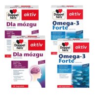 2x Doppelherz® aktiv Omega-3 FORTE, 60 kaps.+ 2x Dla mózgu, 30 kaps. ZESTAW