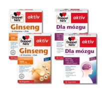 2x Doppelherz® aktiv Żeń-szeń + 2x Dla mózgu, 30 kapsułek ZESTAW