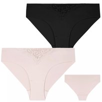 2X Figi Majtki Damskie Wykończone Koronką Bikini Bawełniane Moraj L